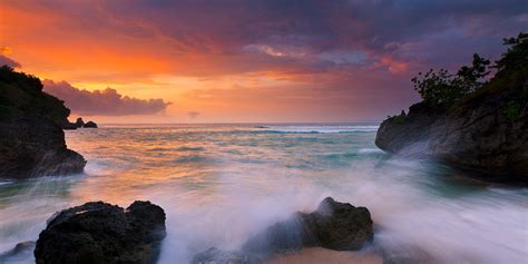 1094374 Landscape Sunset Sea Bay Rock Nature Shore Sky Clouds