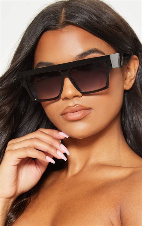 black thick frame faded lenses sunglasses prettylittlething usa