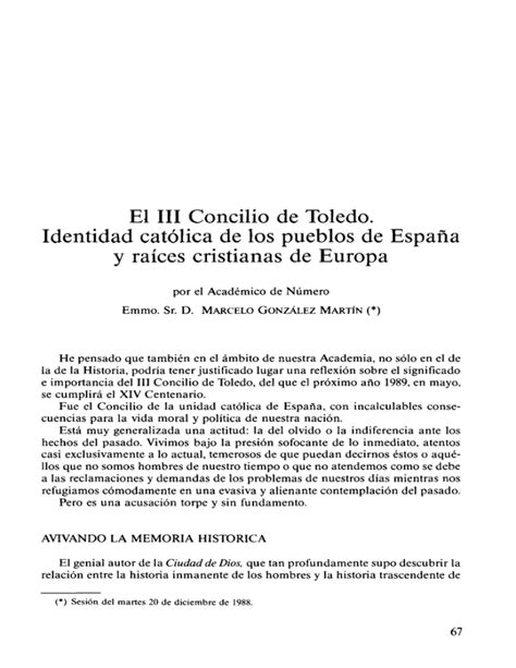 El Iii Concilio De Toledo Identidad Católica De Los Pueblos De
