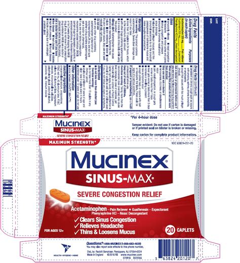 mucinex sinus max severe congestion relief acetaminophen guaifenesin and phenylephrine