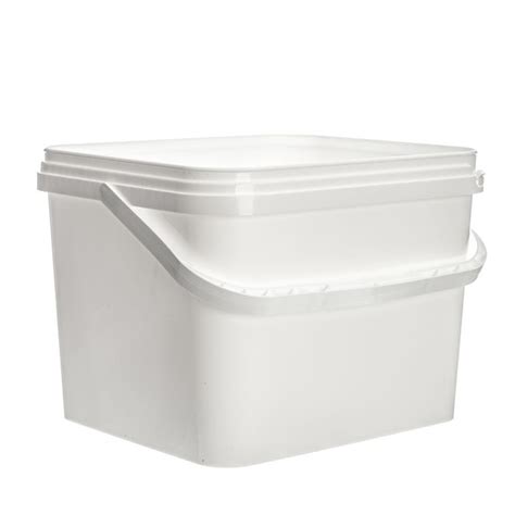 10 L Plastic Square White Bucket With Plastic Handle Oipps