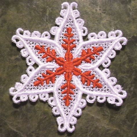 Have you ever tried to hand embroider on knit fabric, only to end up with a puckered mess? Create Ornaments Out of Lace Machine Embroidery Designs