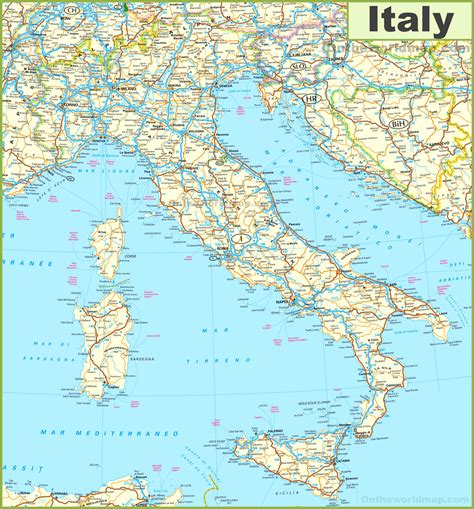Road Map Of Italy Ontheworldmap