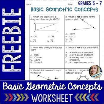 Geometric Concepts Worksheet Free Activity Tpt Geometry
