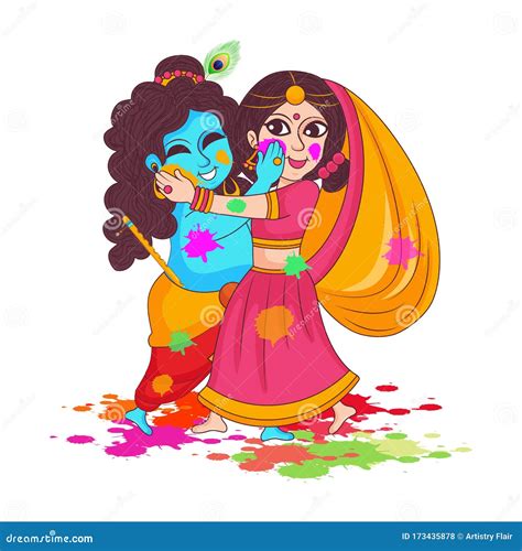 Goddess Radha With Lord Krishna For Holi Celebration Stock Image