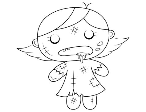 Printable Zombie Girl Coloring Page