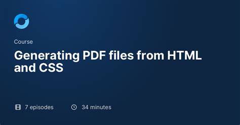 Generating PDF Files From HTML And CSS Codecourse