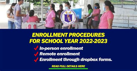 Enrollment Procedures For School Year 2022 2023
