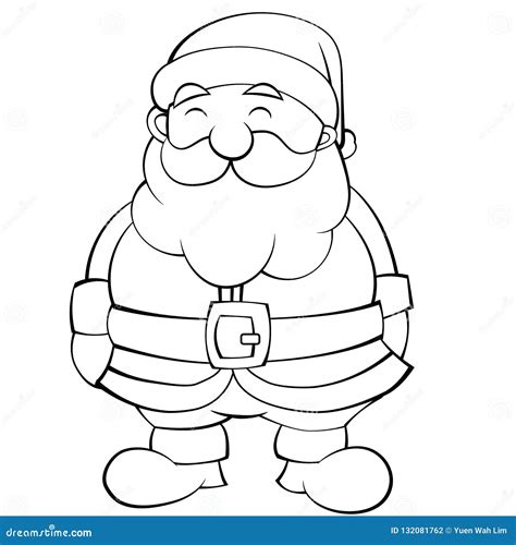 Happy Cartoon Black And White Santa Stock Illustration Illustration