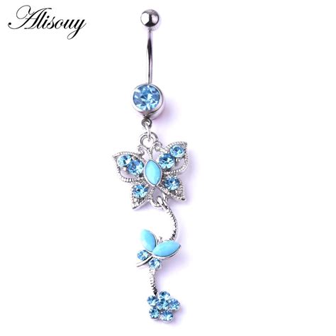 Buy Alisouy 1PC Sexy Dangle Belly Bars Belly Button Rings Stones Gem