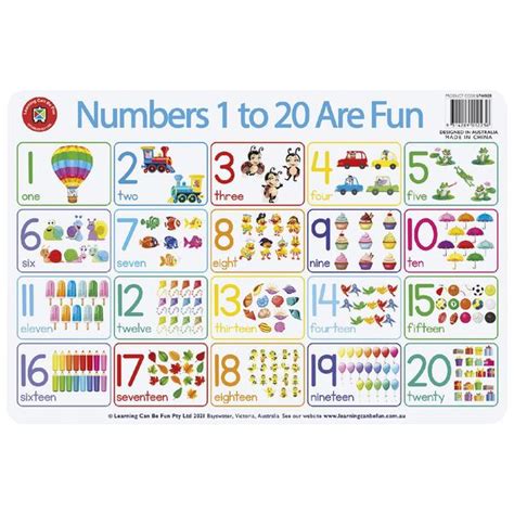 Learning Can Be Fun Numbers 1 20 Placemat Officeworks
