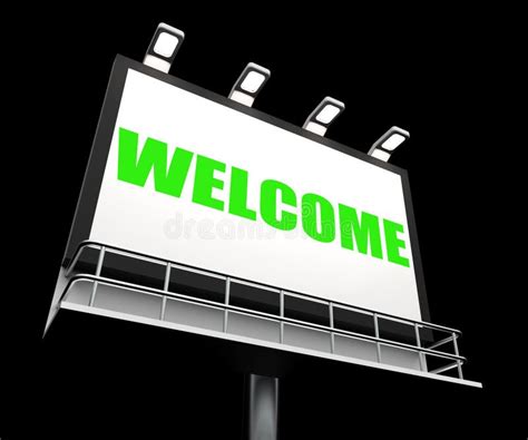 Welcome Sign Showing Hello Greeting Or Hospitality Stock Illustration