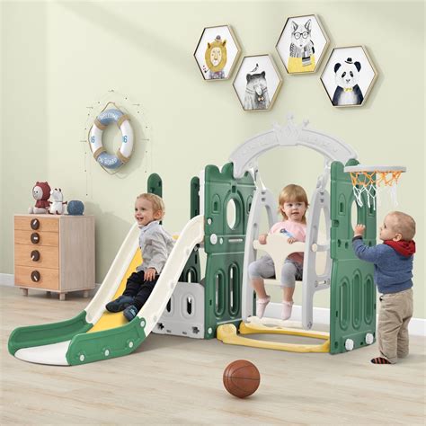 Toddler Slide And Swing Set 5 In 1 Kids Playground Climber Slide