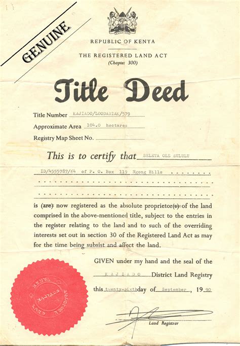 Title Deed Free Printable Documents