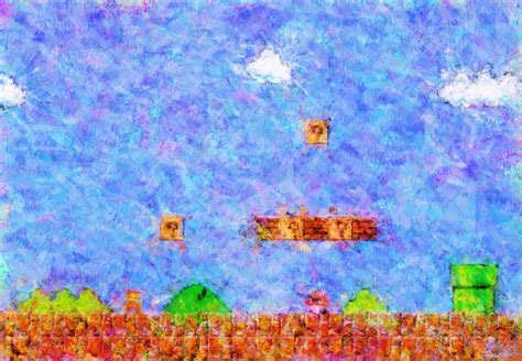 Super Mario Bros World 1 1 Impressionist Painting An Art Print By