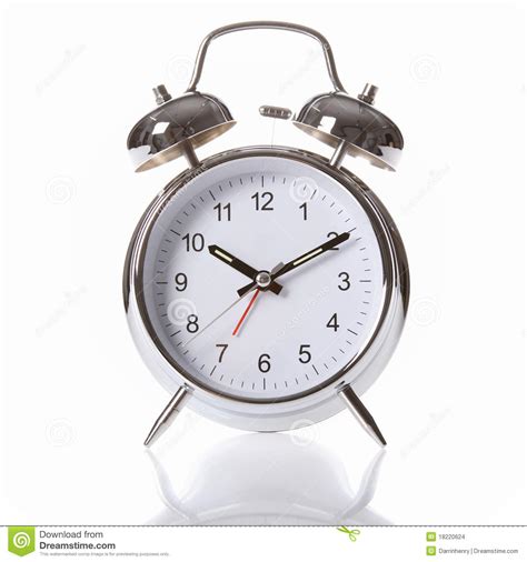 Silver Chrome Alarm Clock With Ringing Bells Stock Photo Image Of