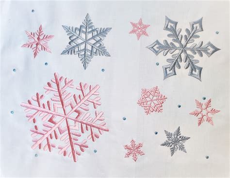 6 Snowflakes Machine Embroidery Designs Set Of 6 Snowflake In Assorted
