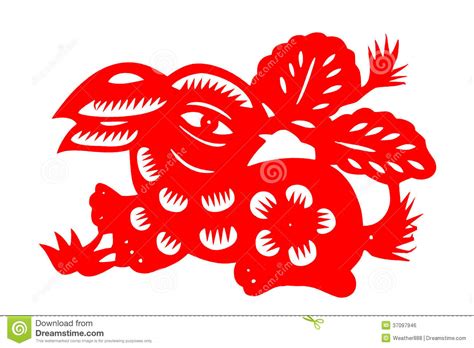 Chinese paper-cut rabbit stock photo. Image of background - 37097946