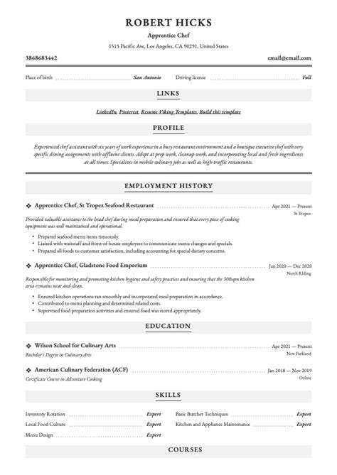 Apprentice Chef Resume And Writing Guide 20 Examples 2022