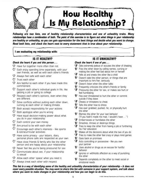 Healthy Relationships Worksheets For Teens