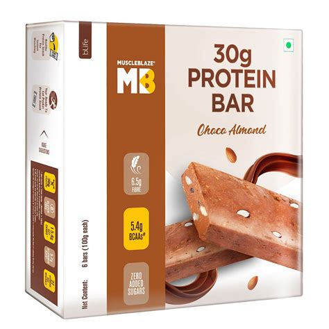 Muscleblaze Hi Protein Bar 30g Protein 6 Piecespack Almond Fudge