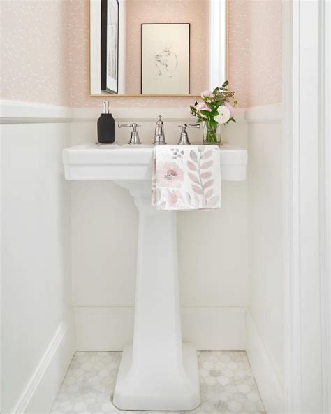 Remodeling your powder rooms can turn them into elegant and fun rooms for style: Bright white powder room with @DXVCanada pedestal sink and ...