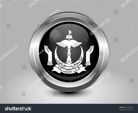 Brunei Coat Arms Metal Round Icons Stock Vector Royalty Free