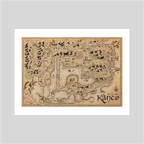 Pokémon Kanto Map Poster Handmade Canvas Print Bulbasaur Charmander