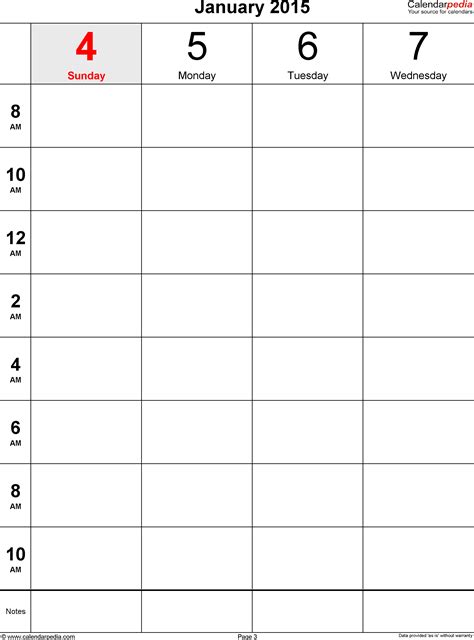 Versions of calendar templates with monday and sunday week start are both available. Weekly Calendars 2015 for Word - 12 free printable templates