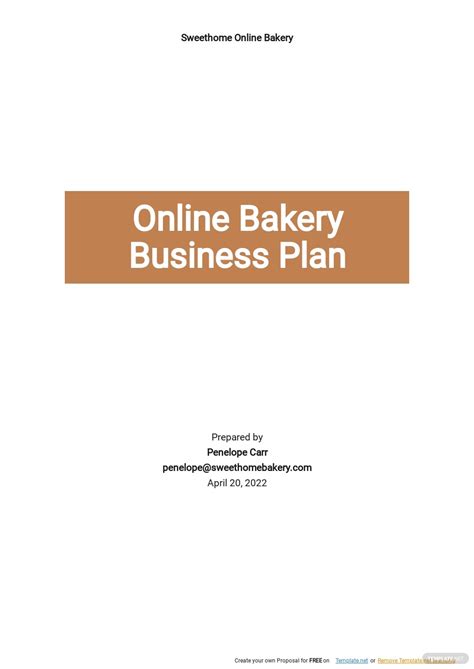 Bakery Business Plans Templates Format Free Download