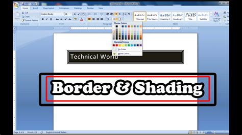 Border And Shading In Ms Word Youtube