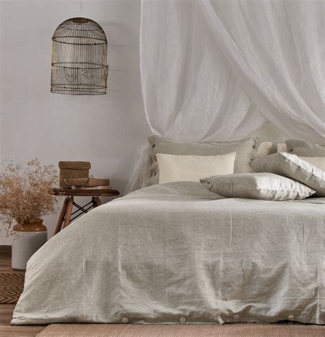 Linen Bed Sheet Silver Grey With 2 Pillow Covers Thoppia