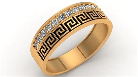 Versace Enamel Gold Diamond Men Ring 3d Model 3d Printable Cgtrader