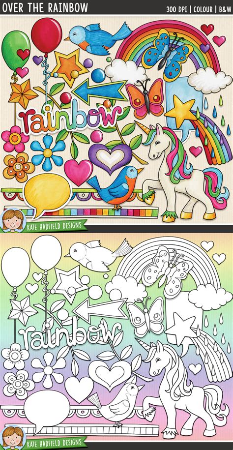 80s Kitsch Retro Clip Art Over The Rainbow Clip Art Art Bundle Art