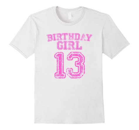13th Birthday Sports Jersey T Shirt 13 Year Old Girl Pink Cd Canditee