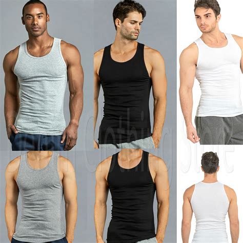 Pack Men Tank Top Cotton A Shirt Wife Beater Ribbed