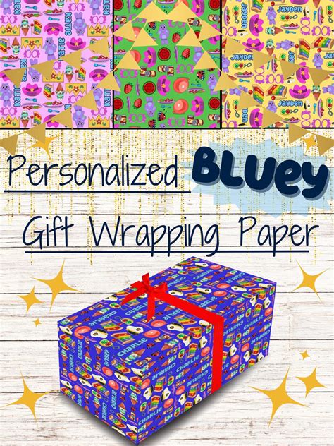 Personalized Bluey Christmas T Wrapping Paper Holiday Present Paper Roll Customizable And Made