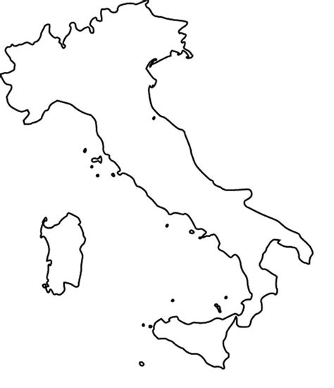 The Map Of Italy In Black And White