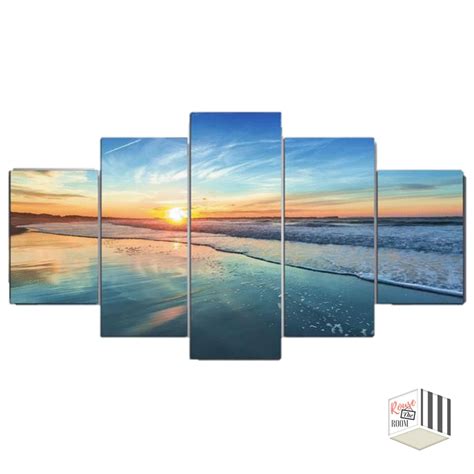 5 Panel Sunset Beach Seascape Canvas Prints Seascape Canvas Sunset