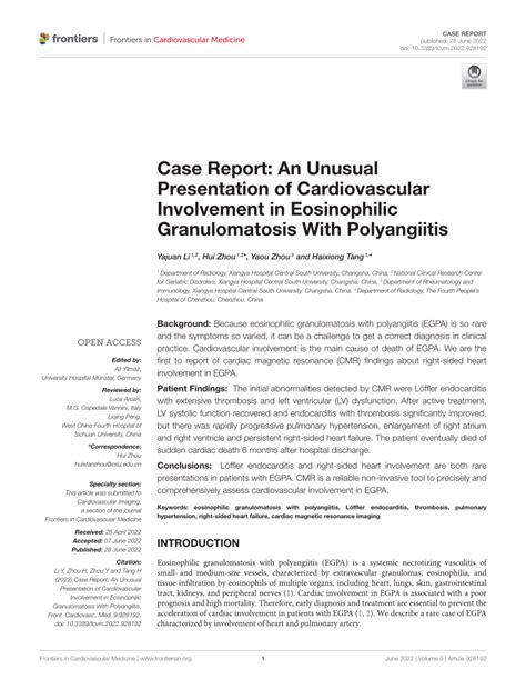 Pdf Case Report An Unusual Presentation Of Cardiovascular