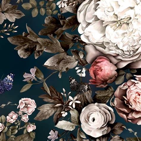 Follow the vibe and change your wallpaper every day! Summer Squall in Midnight Blue - Floral Wallpaper - by ...