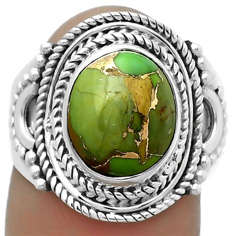 Copper Green Turquoise Arizona 925 Sterling Silver Ring S 8 Jewelry