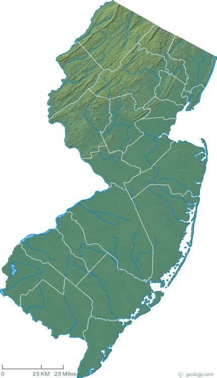 New Jersey Physical Map And New Jersey Topographic Map