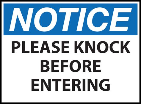 Notice Please Knock Before Entering Sign Zing