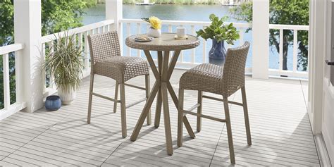 Siesta Key Driftwood 3 Pc 30 In Round Bar Height Outdoor Dining Set