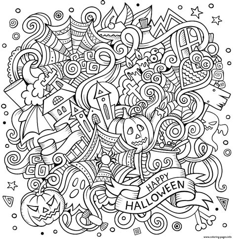 Halloween Doodle Coloring Page Printable