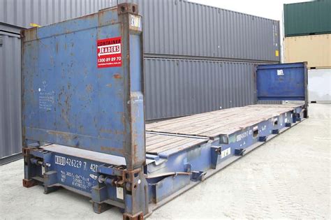 Used 40ft Flat Rack Collapsible End With Timber Floor For Sale