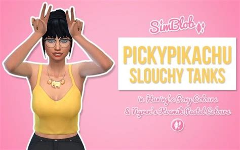 Sim Blob 36 Recolours Of Pickypikachus Slouchy Tanks • Sims 4