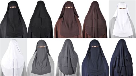 Three Layer Long Saudi Style Niqab Hijab Muslima Abaya Headscarf Burka