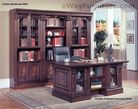 Traditional Home Office Furniture Wood Double Pedestal